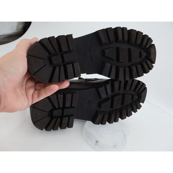 Free People Womens Lyra Lug Sole Penny Loafers Chunky Silver Leather 39 EU / 9 - Picture 11 of 14